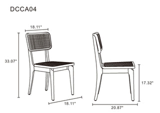 Sunvega Modern Industry Chic Cane Dining Chair Set of 2 for Dining Room