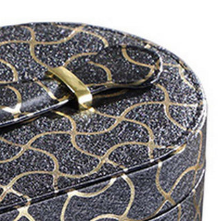 Sunvega Leatherette Travel Jewelry Case with Golden Wavy Pattern