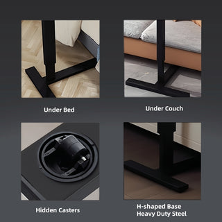 Sunvega Height Adjustable Folding Overbed Bed Table with Wheels for Laptop and Meals