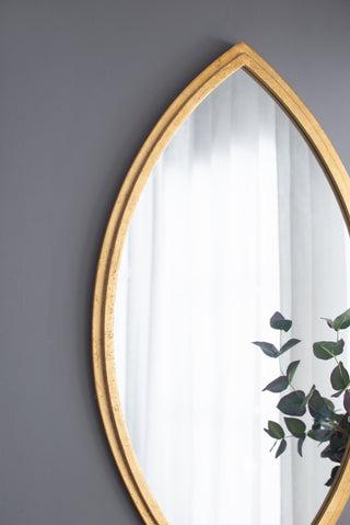 Sunvega Hexagon Wood Frame Wall Mirror with Leather for Entryway Living Room