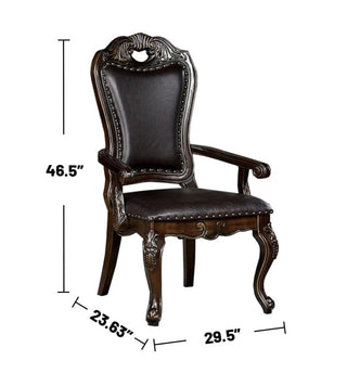 Sunvega Traditional Walnut Solid Wood Dining Chairs with Dark Brown Leatherette Seats