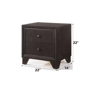 Sunvega Madison Espresso Finish Nightstand with 2 Large Storage Drawers and Wood Frame