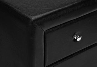 Sunvega Upholstered Black Leather Look Nightstand with Two Storage Drawers