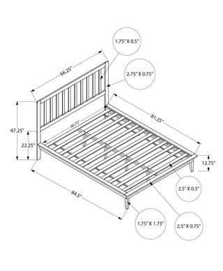Sunvega Queen Size Platform Bed Frame with White Wood Legs and Sturdy Slats