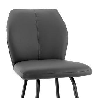 Sunvega 26 Inch Gray Faux Leather Counter Stool with Black Metal Frame