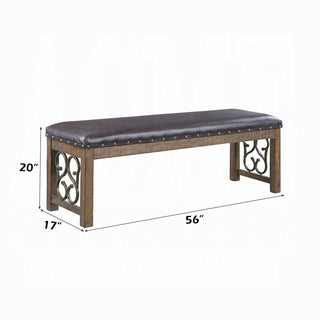 Sunvega Classic Traditional Weathered Cherry Finish Wooden Dining Furniture with Synthetic Leather Seat