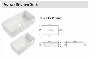 Sunvega 33 Inch White Porcelain Ceramic Farmhouse Kitchen Sink Workstation with Reversible Apron