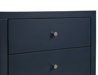 Sunvega Modern Midnight Blue 3-Drawer Nightstand with Brushed Gold Knobs