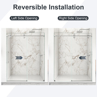 Sunvega Frameless Single Sliding Shower Door with 8mm Tempered Glass and Chrome Finish