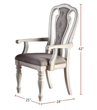 Sunvega Antique White Tufted Upholstered Dining Arm Chairs Set of 2 with Cushion Seat