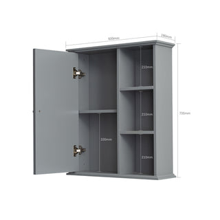Sunvega Grey MDF Bathroom Wall Cabinet with Soft-Closing Hinges for Storage