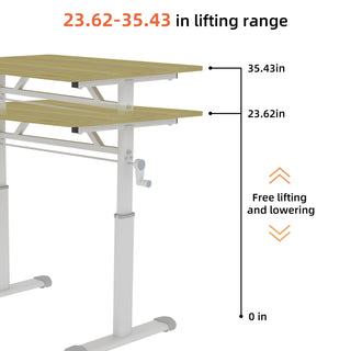 Sunvega Height Adjustable Hand Crank Sit Stand Home Office Desk for Study Room