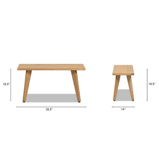 Sunvega Solid Red Oak Wood Bench with Tapered Legs for Dining and Entryway