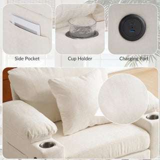 Sunvega Ergonomic Oversized Chair with Ottoman Firm Support Chenille Sofa