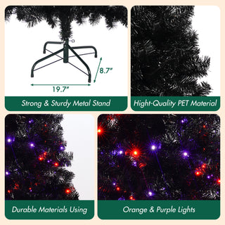 Sunvega 6FT Pre-Lit Artificial Christmas Tree with LED Lights and Curved Top