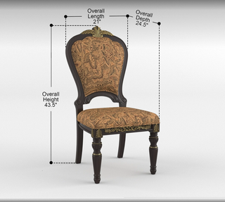 Sunvega Traditional Formal Side Chairs Set of 2 with Jacquard Upholstery and Cherry Finish