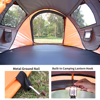 Sunvega 2 Person Pop Up Camping Tent with Orange and Black Color