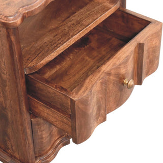 Sunvega Solid Mango Wood Handcrafted Bedside Table with 2 Drawers
