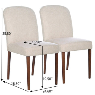 Sunvega Capri Beige Linen Upholstered Dining Chairs with Padded Seat and Back