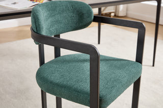 Sunvega Modern Mid-Century Upholstered Boucle Dining Chairs Set of 2 with Black Metal Legs