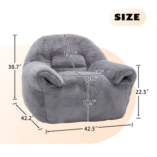 Sunvega Faux Fur Bean Bag Sofa Chair with Back Support and Footstool for Adults