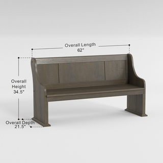 Sunvega Dark Oak Finish Wooden Backrest Bench with Curved Arms for Dining