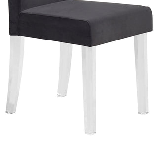 Sunvega Modern Glam Quinara Acrylic Dining Chair with Black Velvet Set of 2