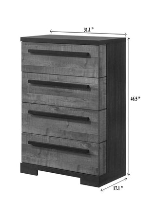 Sunvega Contemporary Black and Chalk White Finish 4-Drawer Chest Bedroom Furniture