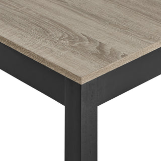 Sunvega Contemporary Farmhouse Rectangular Dining Table with Two Tone Brown Black Finish