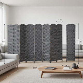 Sunvega 6 Panel Folding Privacy Screen with Removable Shelves and Hinged Design