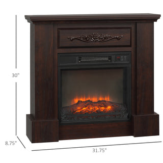 Sunvega Freestanding Electric Fireplace with Mantel LED Log Flame and Remote Control