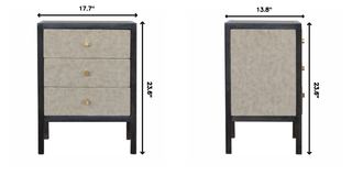 Sunvega Modern Ash Black Faux Leather Nightstand with Three Shiny Knobs
