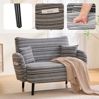 Sunvega Modern Two-Seater Sofa with Tufted Backrest and Convenient Side Storage Pockets