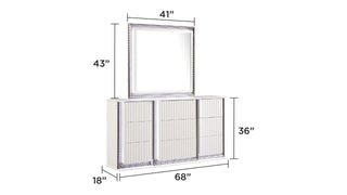 Sunvega White LED Dresser with Diamond Side Accents and Velvet Lined Drawers