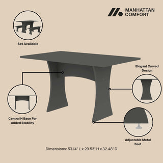 Sunvega Mid-Century Modern Dining Table with Curved Silhouette for 6