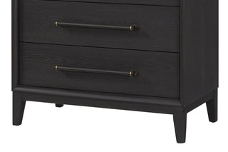 Sunvega Elm Veneer Peppercorn Chest with Five Smooth Drawers and Tapered Legs