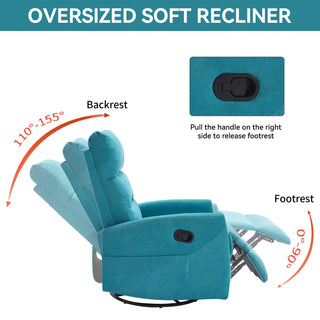 Sunvega Manual Recliner Chair with 360 Degree Swivel and Rocking Function in Grey Fabric