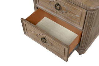 Sunvega Rustic Oak Veneer Nightstand with USB-A and USB-C Charging Station
