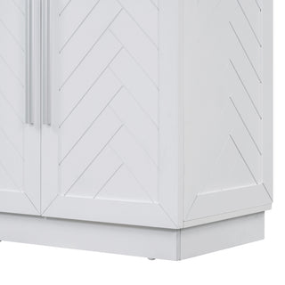 Sunvega Sideboard Buffet Cabinet with Adjustable Shelves and Silver Handles for Kitchen Dining Room