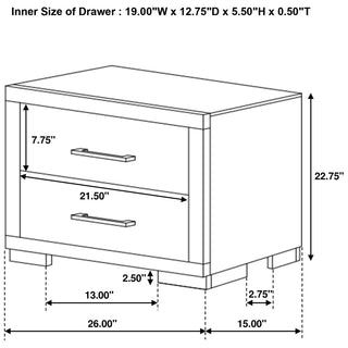 Sunvega Wooden Nightstand with Two Drawers in Rich Cappuccino Finish