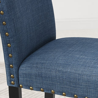 Sunvega Set of 2 Blue Linen Counter Height Stools with Nailhead Trim