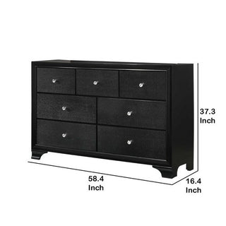Sunvega Glamorous Seven Drawer Wooden Dresser with Crystal Knobs and Bracket Feet