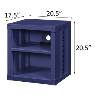 Sunvega Blue Nightstand with Open Shelf for Modern Bedroom Spaces