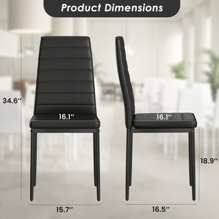 Sunvega Set of 4 Modern White PU Leather Upholstered Dining Chairs with Metal Frame