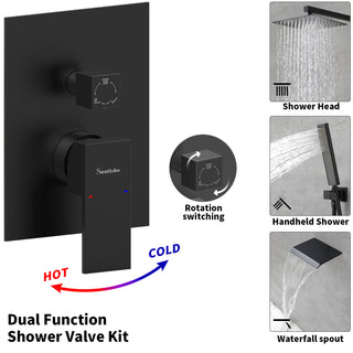 Sunvega High Pressure 10 Inch Rain and Handheld Shower System with Matte Black Finish