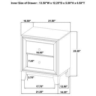 Sunvega Modern Walnut Wood Grain Nightstand with Two Roomy Drawers