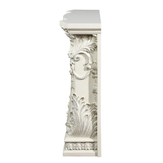 Sunvega Antique White Finish Nightstand with 2 Scrolled Floral Storage Drawers