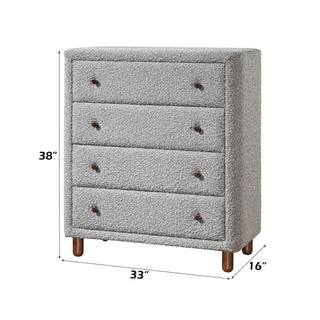 Sunvega Upholstered Boucle Fabric Bed with 4 Drawers and Wooden Frame