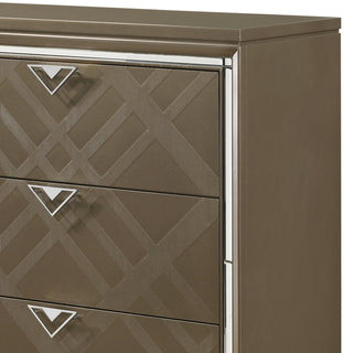 Sunvega Skylar Dark Champagne Finish Nightstand with Two Spacious Embossed Drawers