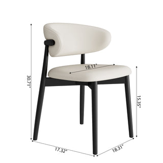 Sunvega Solid Wood PU Leather Upholstered Dining Chairs Set Of 2 With Ergonomic Curved Seat